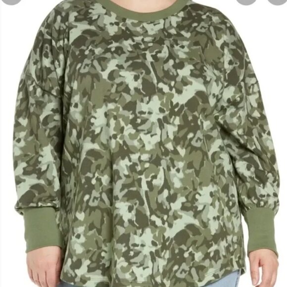 NWT Caslon Camo Cotton Blend Sweatshirt - Picture 1 of 10